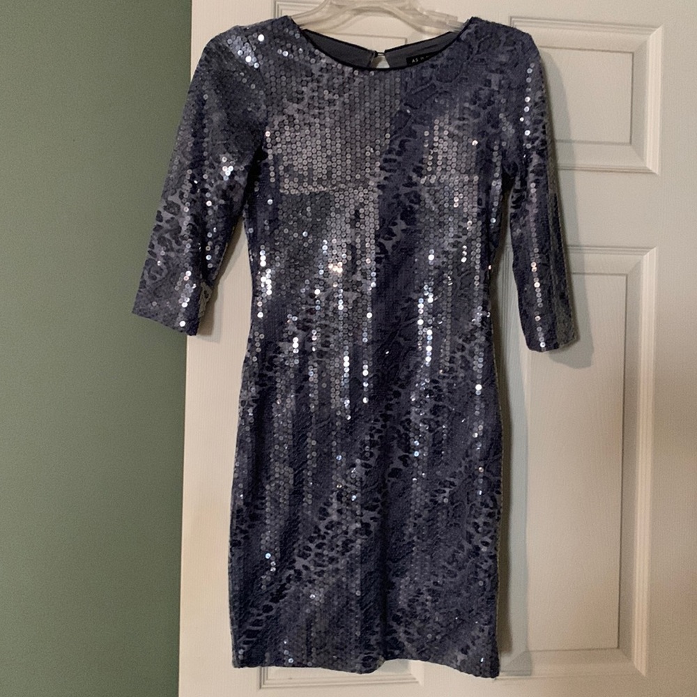 Nice blue snake print sequins dress